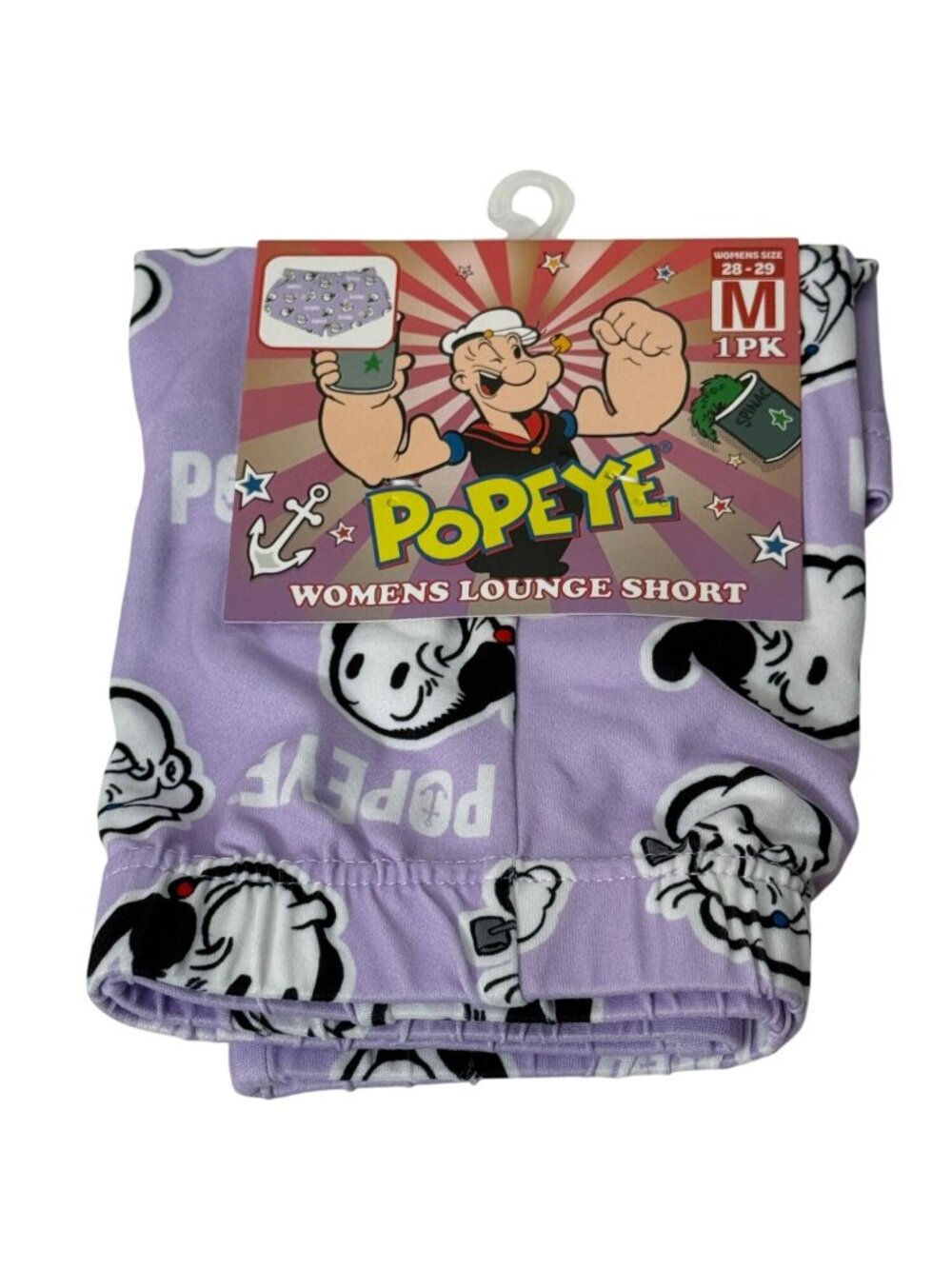 Popeye Purple Lounge Shorts Womens Medium Cartoon Sleep Shorts NWT